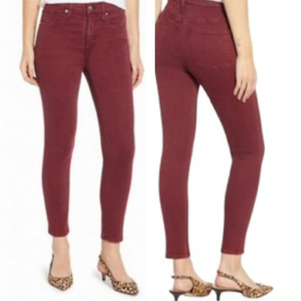Caslon Sierra NEW High Waist Ankle Pants Jeans Stretch Pockets Zip Red Pocket 31